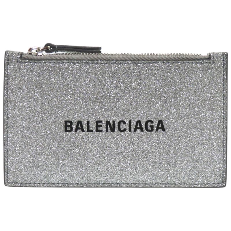 Balenciaga Everyday 551990 Leather Silver Card Case Coin Case Wallet 0017