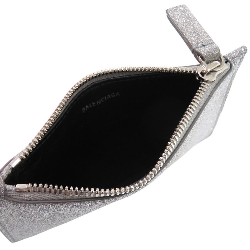 Balenciaga Everyday 551990 Leather Silver Card Case Coin Case Wallet 0017