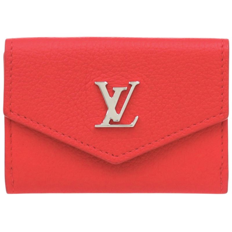Louis Vuitton Portefeuille Lock Mini M67860 Leather Red Trifold Wallet LV 1671