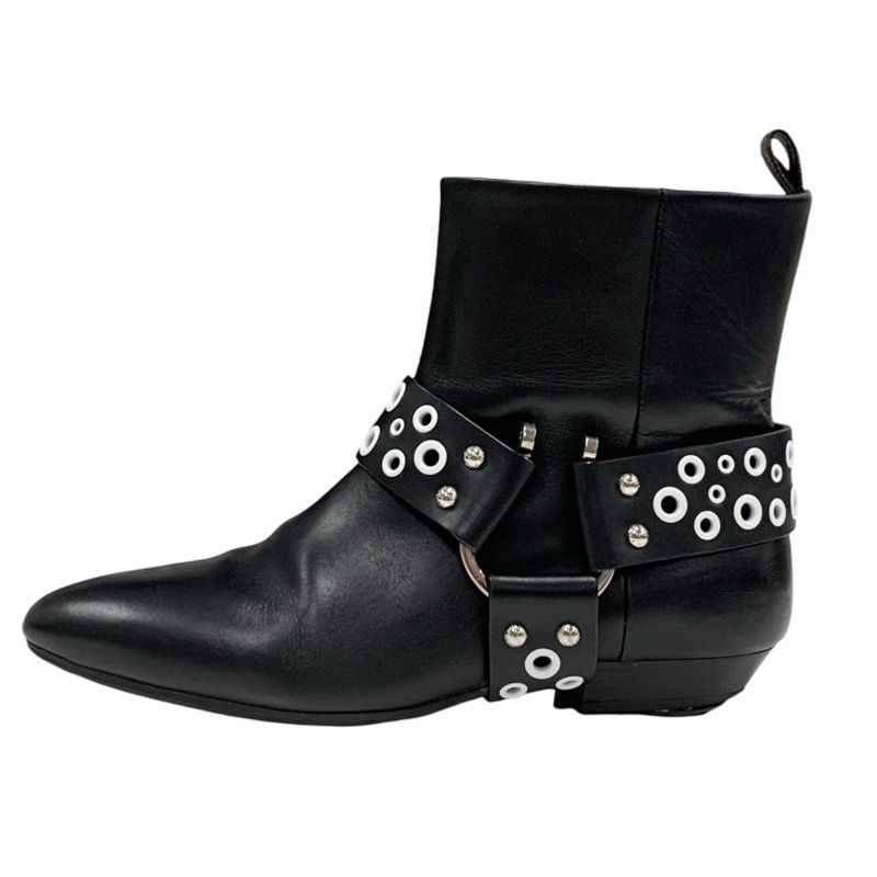 Louis Vuitton Rhapsody Line Boots Short Boots Shoes Leather Black White Hole