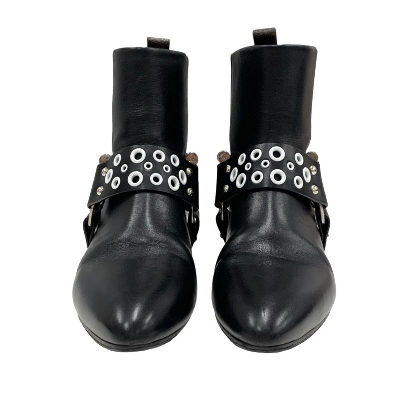 Louis Vuitton Rhapsody Line Boots Short Boots Shoes Leather Black White Hole