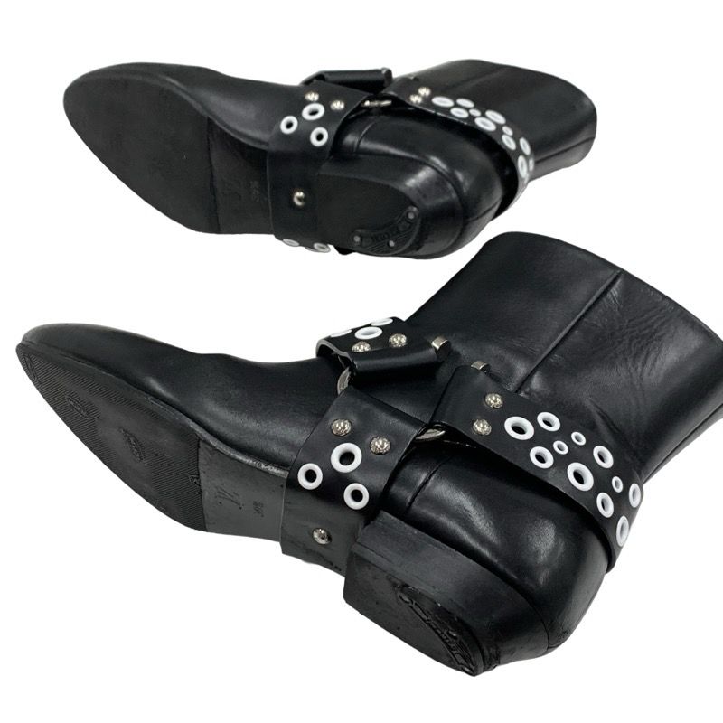 Louis Vuitton Rhapsody Line Boots Short Boots Shoes Leather Black White Hole
