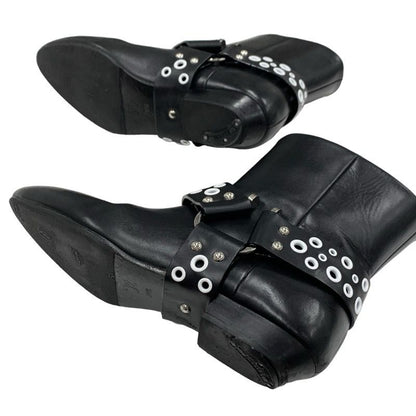 Louis Vuitton Rhapsody Line Boots Short Boots Shoes Leather Black White Hole