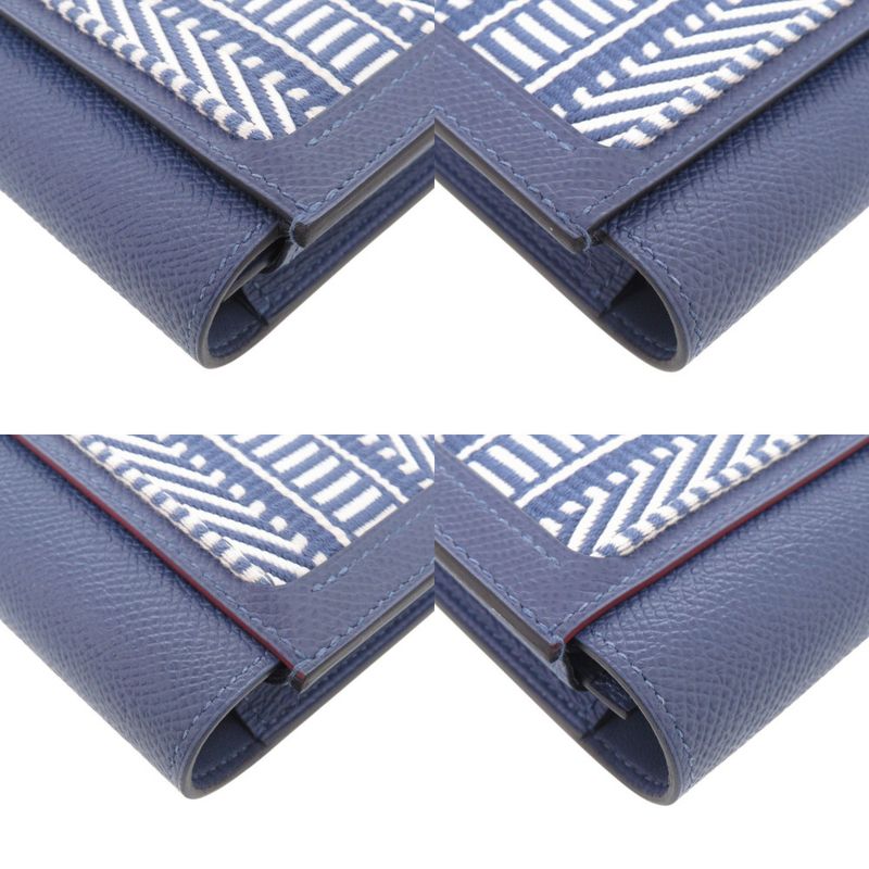 Hermes Passant Long Sangle Caval Vaux Epson Blue Brighton Silver Hardware C