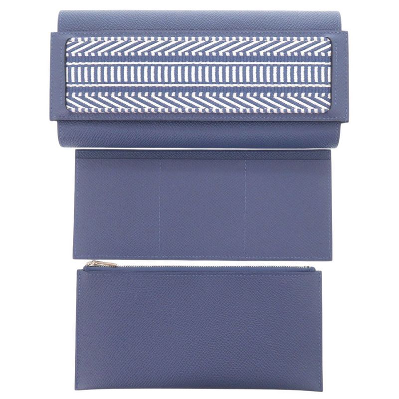 Hermes Passant Long Sangle Caval Vaux Epson Blue Brighton Silver Hardware C