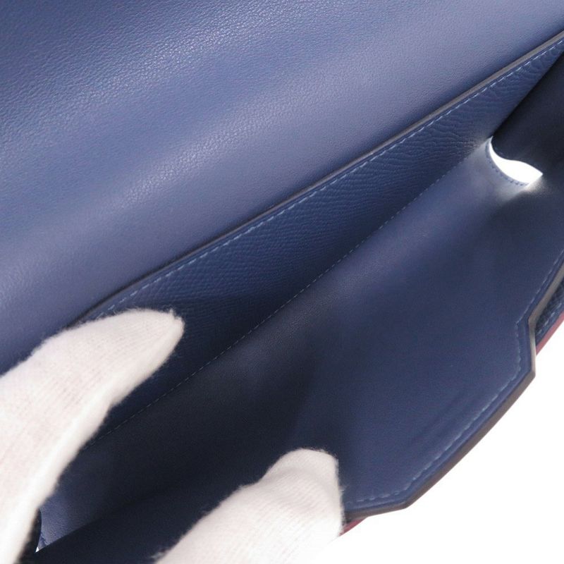 Hermes Passant Long Sangle Caval Vaux Epson Blue Brighton Silver Hardware C