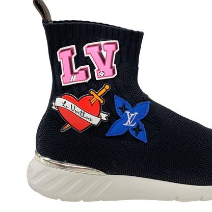 Louis Vuitton Black Heart Line Sneakers Shoes Black Socks Sneakers Patch Knit