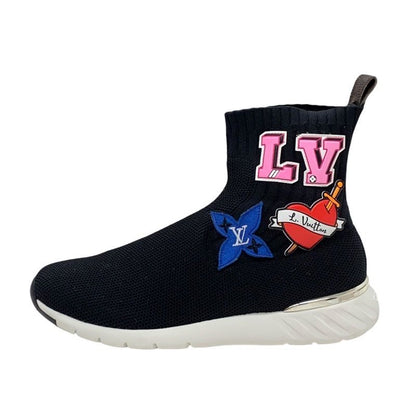 Louis Vuitton Black Heart Line Sneakers Shoes Black Socks Sneakers Patch Knit