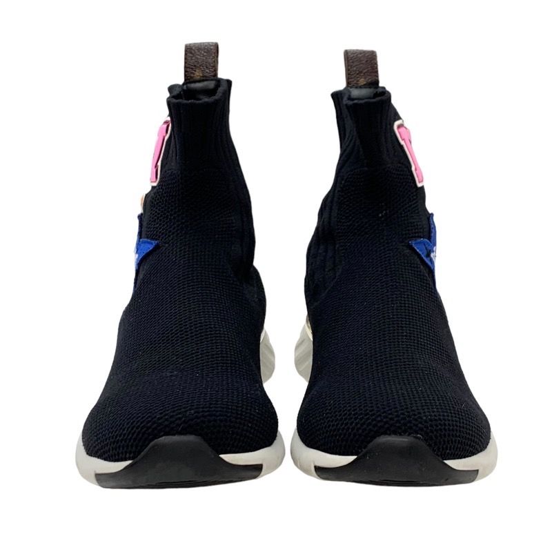 Louis Vuitton Black Heart Line Sneakers Shoes Black Socks Sneakers Patch Knit