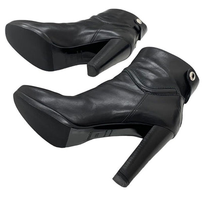 Hermes Boots Short Boots Shoes Leather Black