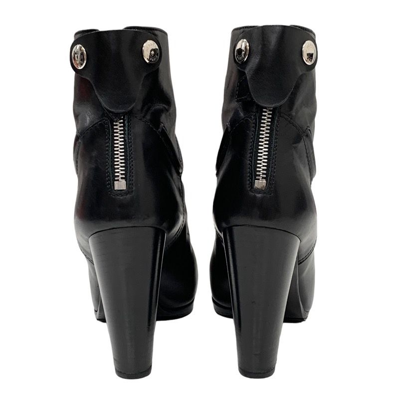 Hermes Boots Short Boots Shoes Leather Black