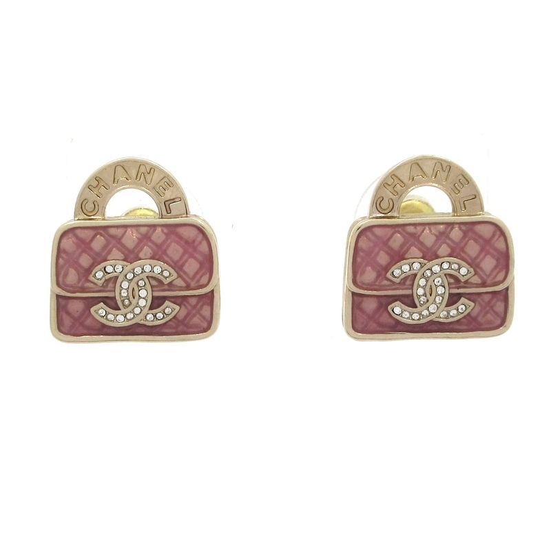 Chanel Earrings - Gold X Pink X Clear Bag Motif