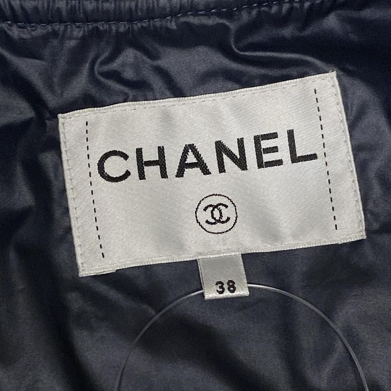 Chanel Blouson Size 38 M Women's - P53732 Silver X Navy Lambskin 2016 Spring