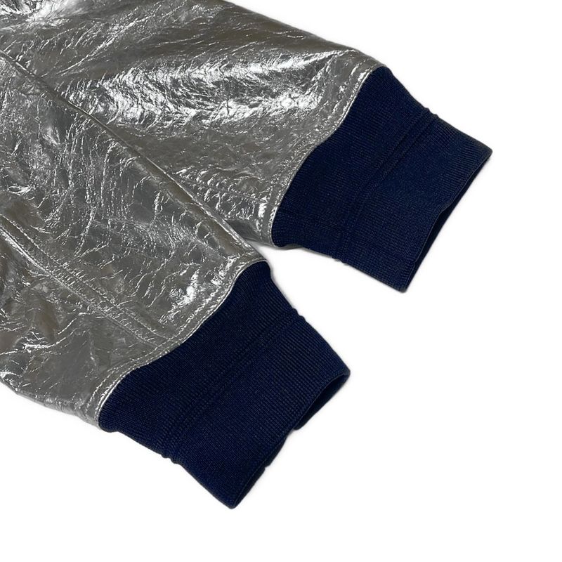 Chanel Blouson Size 38 M Women's - P53732 Silver X Navy Lambskin 2016 Spring