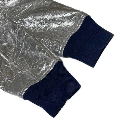 Chanel Blouson Size 38 M Women's - P53732 Silver X Navy Lambskin 2016 Spring