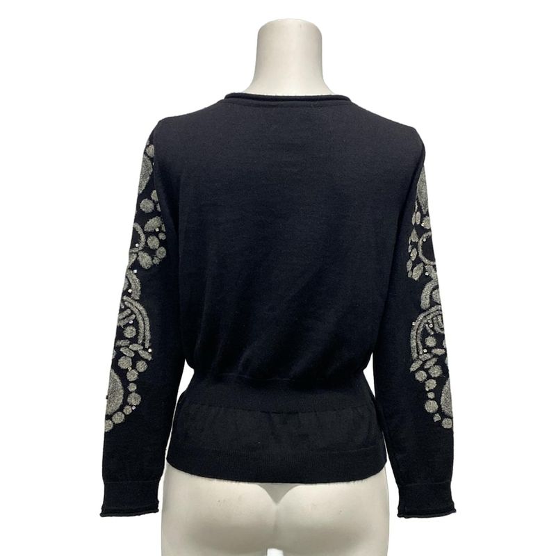 Chanel Long Sleeve Sweater Size 38 M Women's - P31443 Black X Gray Cashmere