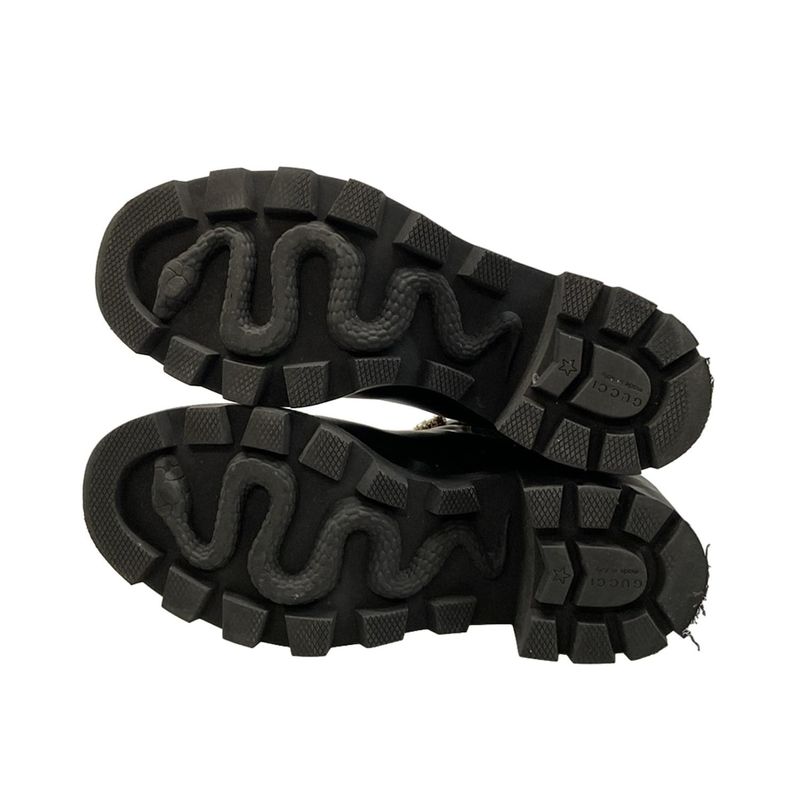 Gucci Short Boots 37 Women's - 550036 Black Side Gore Bijou Double G Belt