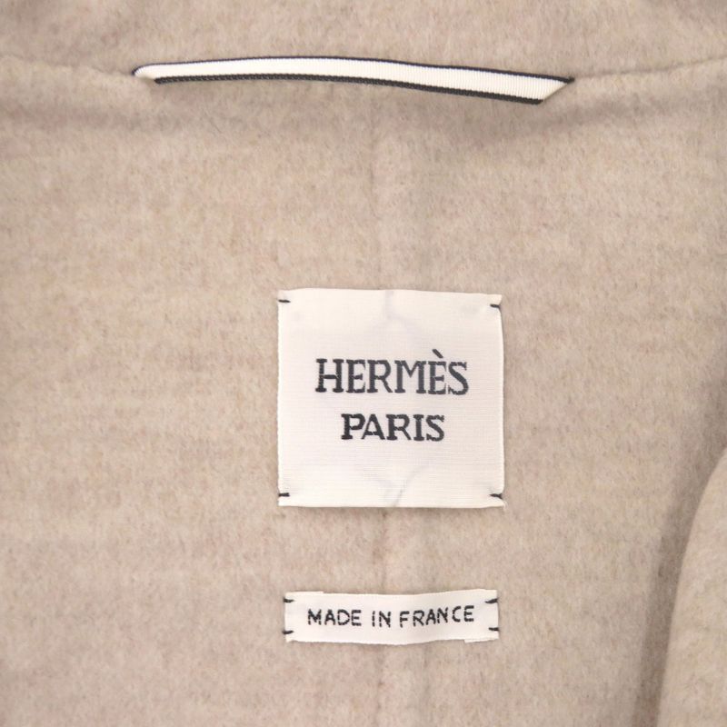 Unused Hermes Duffle Coat Cashmere Beige 0256 Hermes