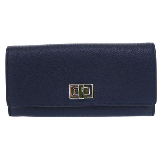 Unused Fendi Peekaboo Continental Wallet 8m0427 Calf Navy Bifold Wallet 1909