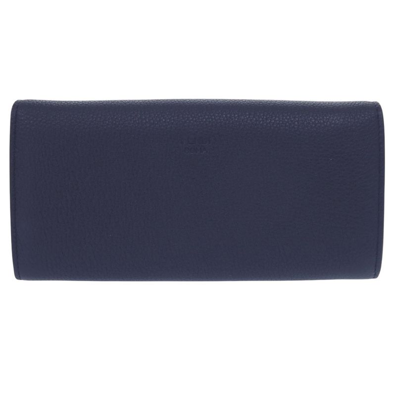 Unused Fendi Peekaboo Continental Wallet 8m0427 Calf Navy Bifold Wallet 1909