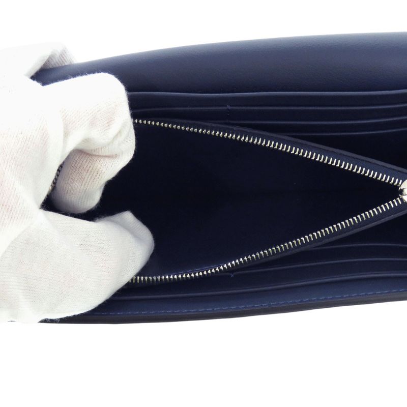 Unused Fendi Peekaboo Continental Wallet 8m0427 Calf Navy Bifold Wallet 1909