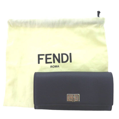 Unused Fendi Peekaboo Continental Wallet 8m0427 Calf Navy Bifold Wallet 1909