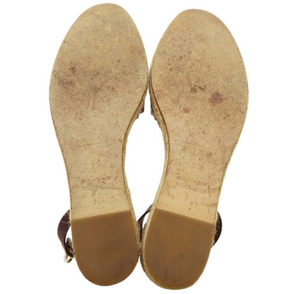 Hermes Tipoli Espadrilles Kelly Strap Wedge Sole Leather Black Silver Hardware