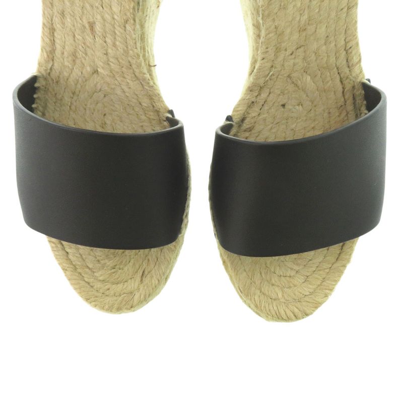 Hermes Tipoli Espadrilles Kelly Strap Wedge Sole Leather Black Silver Hardware