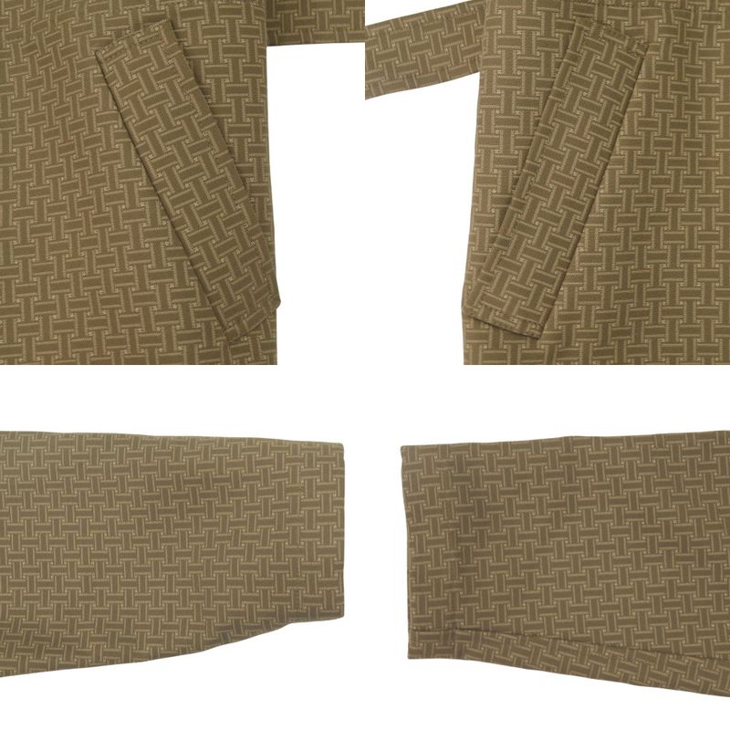 Hermes Short Coat with Mosaic Belt Cotton Beige Outerwear 0255 Hermes