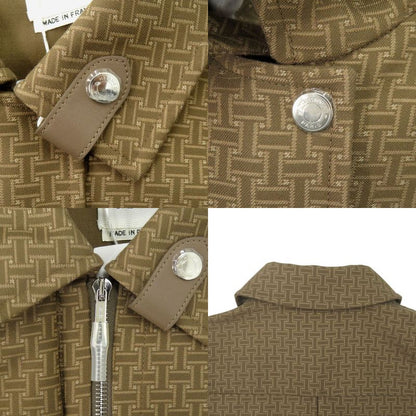Hermes Short Coat with Mosaic Belt Cotton Beige Outerwear 0255 Hermes