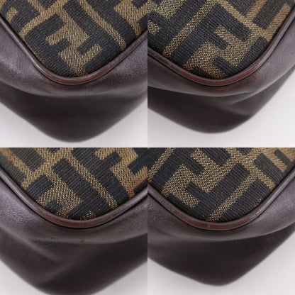 Fendi Zucca Nylon Canvas Leather Brown Women's Shoulder Bag