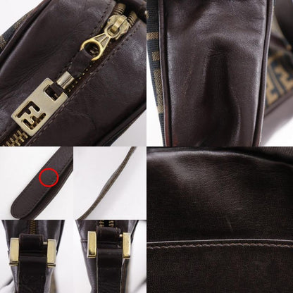 Fendi Zucca Nylon Canvas Leather Brown Women's Shoulder Bag