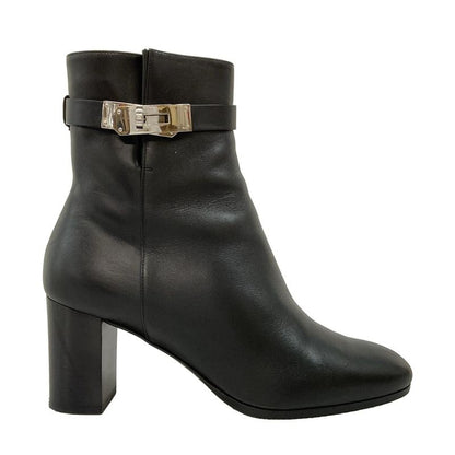 Hermes Short Boots 37 1 2 Women's Saint-Germain 192176z Black Silver Hardware