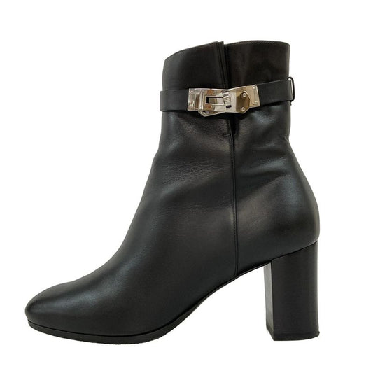 Hermes Short Boots 37 1 2 Women's Saint-Germain 192176z Black Silver Hardware