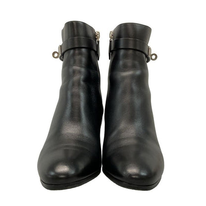 Hermes Short Boots 37 1 2 Women's Saint-Germain 192176z Black Silver Hardware