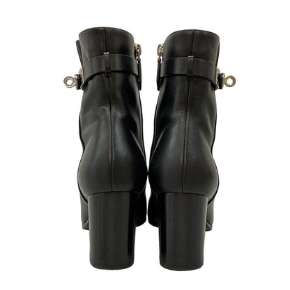 Hermes Short Boots 37 1 2 Women's Saint-Germain 192176z Black Silver Hardware