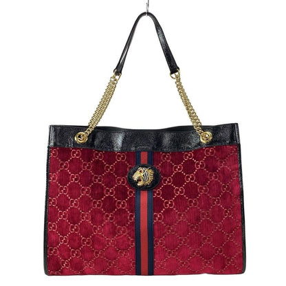 Gucci Tote Bag Raja 537219 Bordeaux X Black X Multi Rhinestone Chain Shoulder