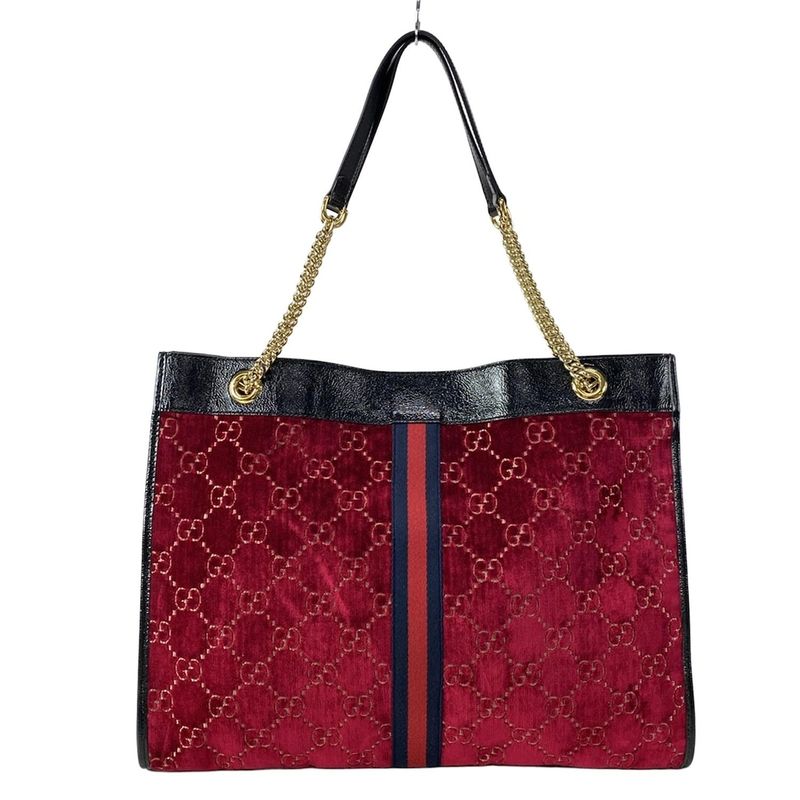 Gucci Tote Bag Raja 537219 Bordeaux X Black X Multi Rhinestone Chain Shoulder