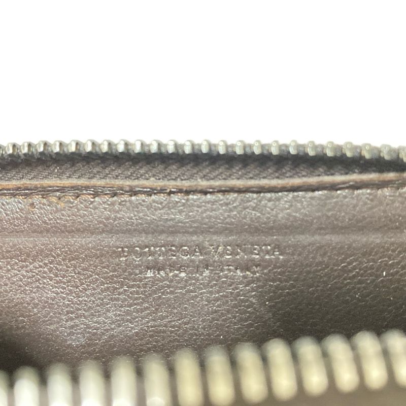 Bottega Veneta Coin Case Intrecciato 114075 Dark Brown Round Zipper Leather