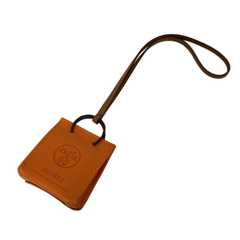 Hermes Key Holder (charm) - Orange X Brown Bag Motif Sac Orange Leather