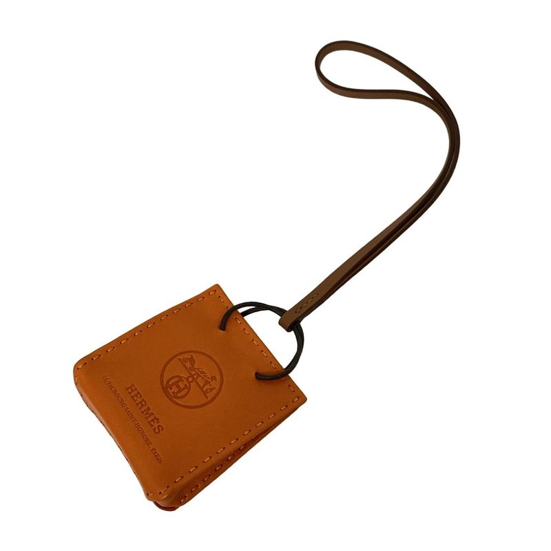 Hermes Key Holder (charm) - Orange X Brown Bag Motif Sac Orange Leather