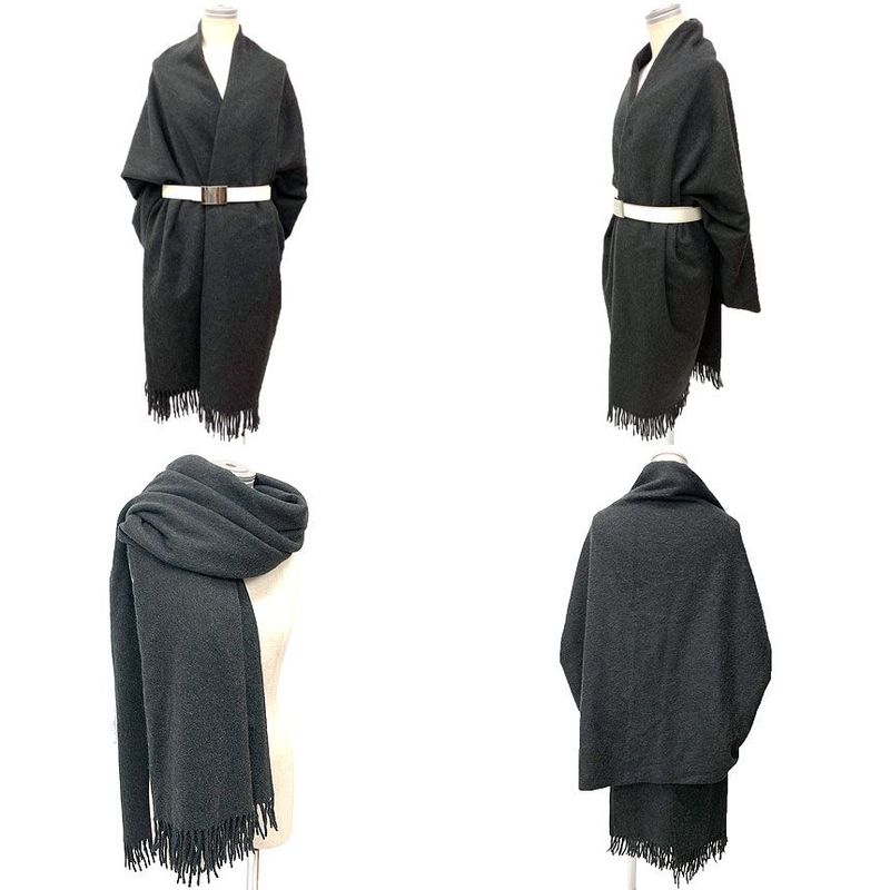 Hermes Super Large Cashmere Shawl Blanket Gray Aq12350