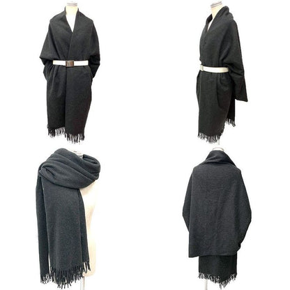 Hermes Super Large Cashmere Shawl Blanket Gray Aq12350