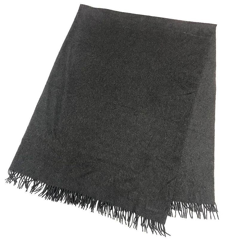 Hermes Super Large Cashmere Shawl Blanket Gray Aq12350