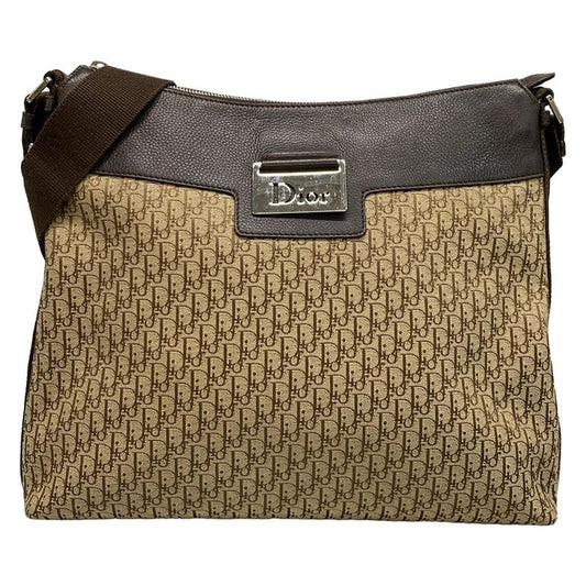 Dior Christian Dior Shoulder Bag Street Chic Trotter Beige X Dark Brown Leather