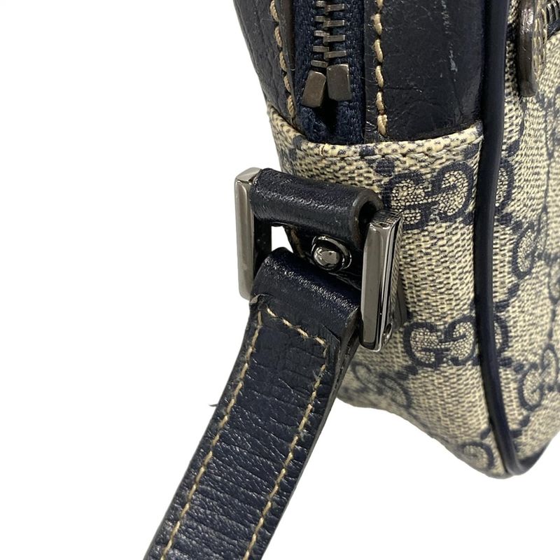 Gucci Shoulder Bag GG Plus/GG Supreme 162910 Ivory X Navy Leather