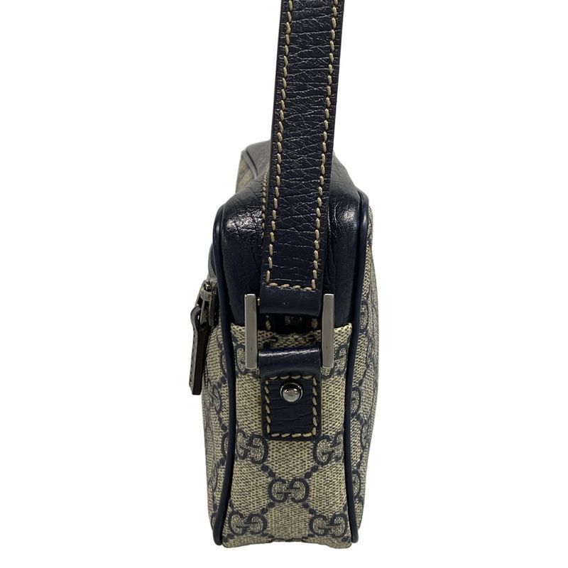 Gucci Shoulder Bag GG Plus/GG Supreme 162910 Ivory X Navy Leather