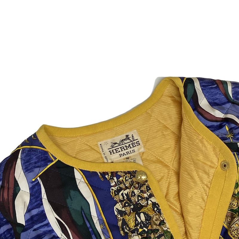 Hermes Blouson Size 36 S Women's Blue X Yellow X Multi Silk