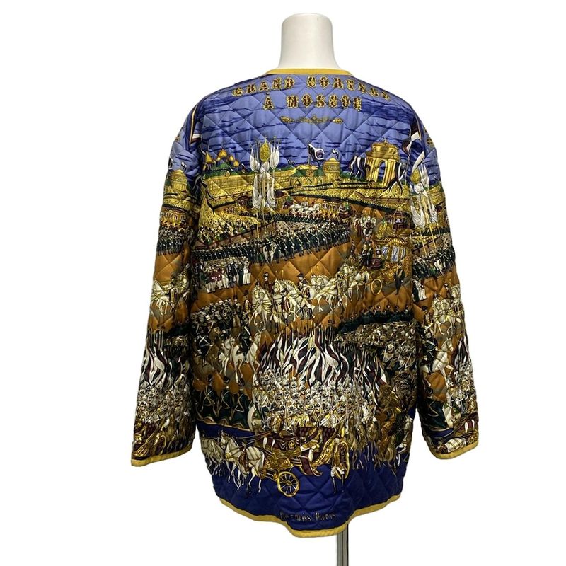 Hermes Blouson Size 36 S Women's Blue X Yellow X Multi Silk