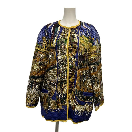 Hermes Blouson Size 36 S Women's Blue X Yellow X Multi Silk